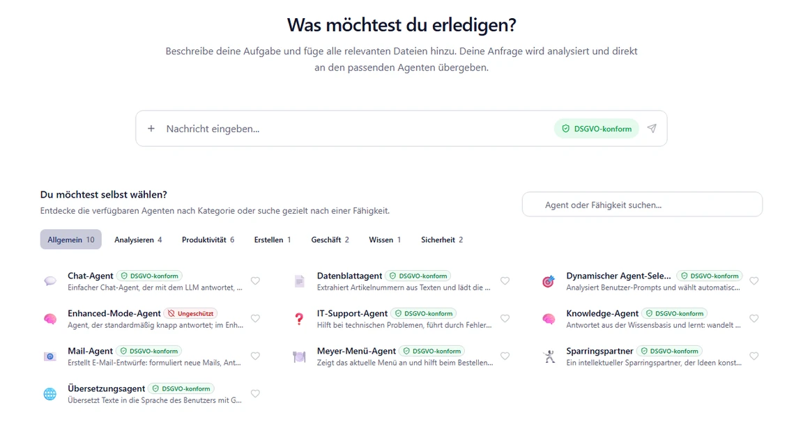 MadeForPrivacy: Agenten-Auswahl im Client