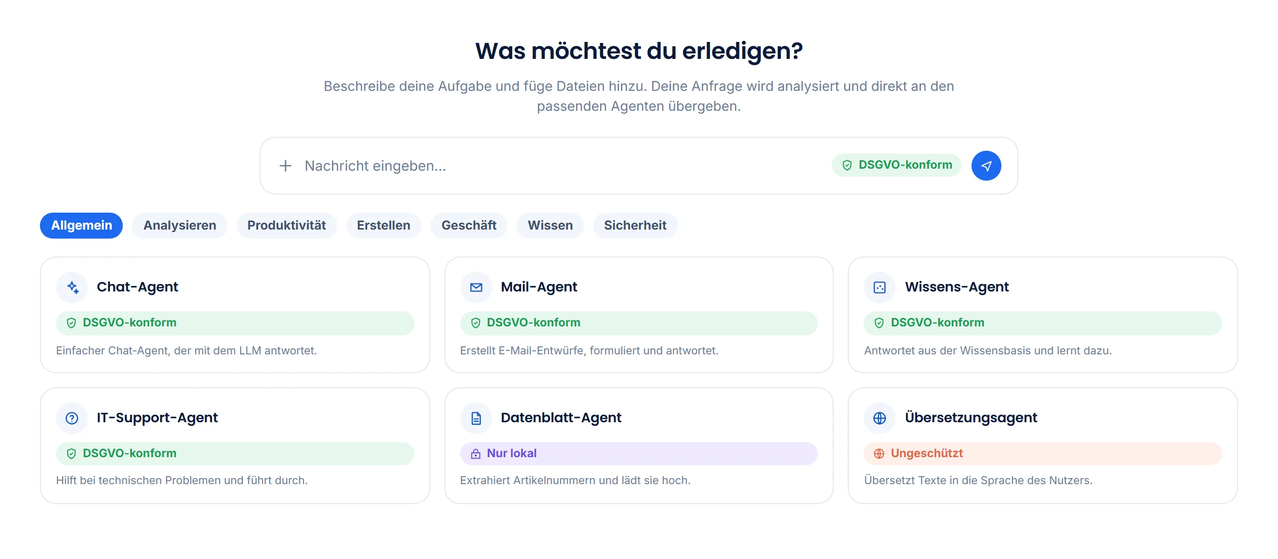 MadeForPrivacy: Agenten-Auswahl im Client